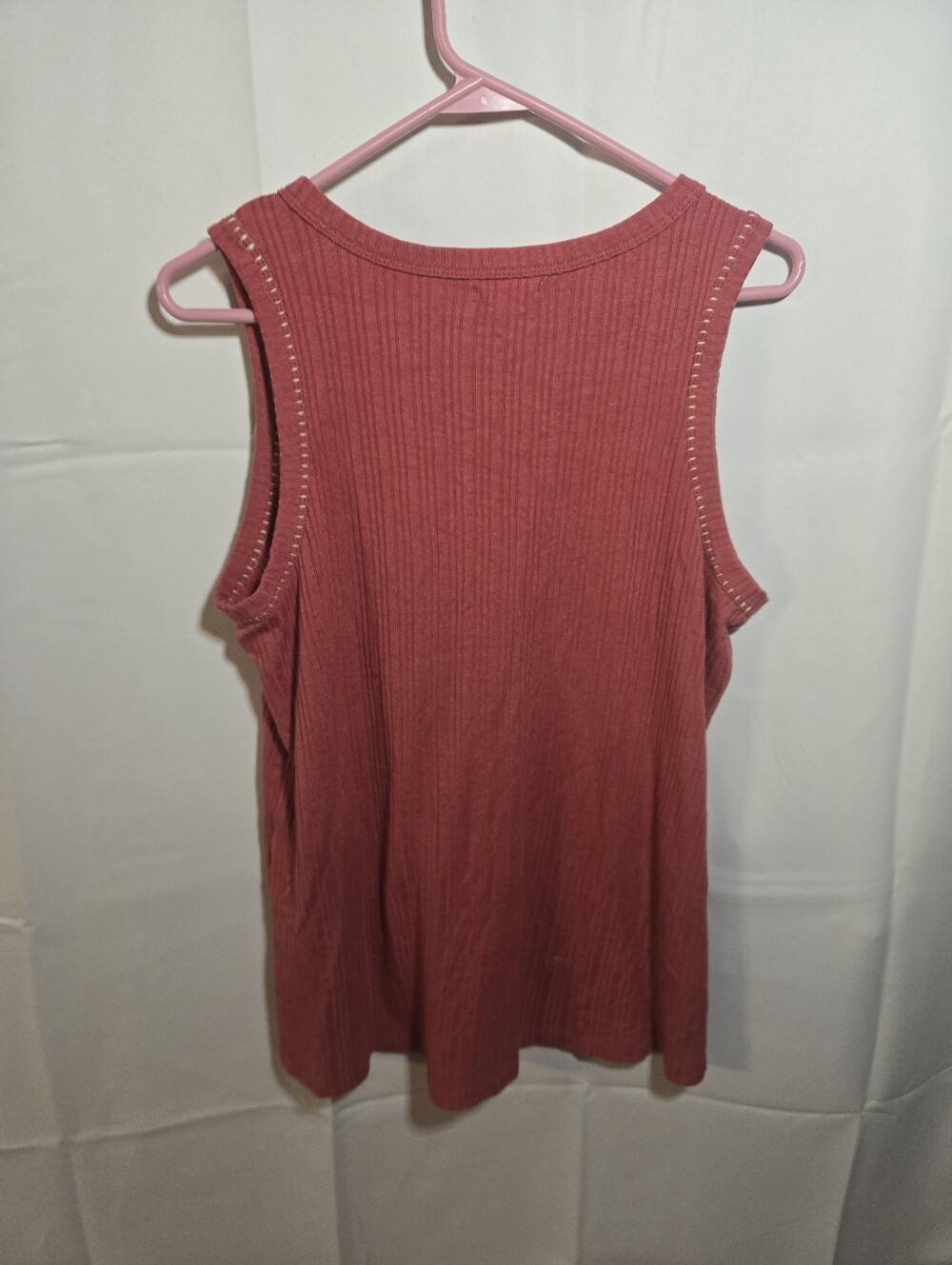Maurices Ribbed Henley Tank Top - Rose - Picture 3 of 3